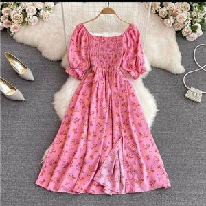 COPY - Women romantic floral summer puff sleeve casual party vacation beach dre…